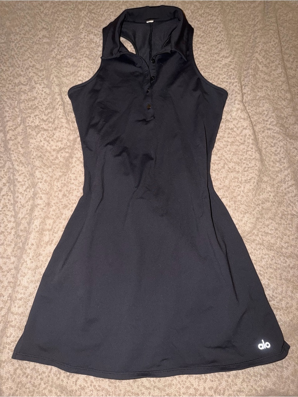 ALO Yoga Black Sleeveless Polo Tennis Dress